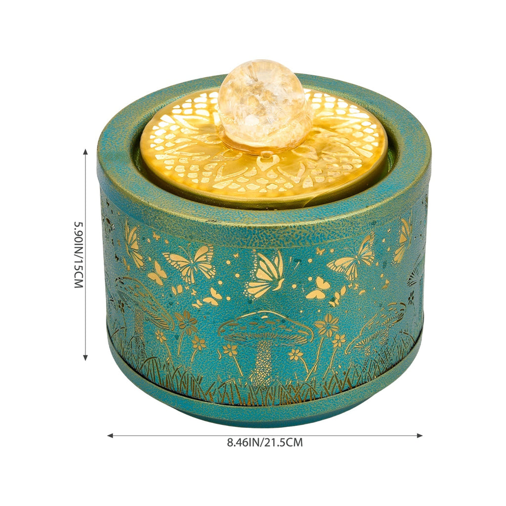 Creative Metal Tabletop Fountain with Light & Enchanted Forest Butterfly Design