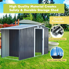 8 x 4 ft Metal Garden Storage Shed with Apex Roof & Integrated Log Store