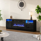 Recessed Electric Fireplace TV Stand with Closed Storage
