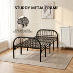 Garden Sanctuary metal folding bed frame with secure buckle design, showing sturdy structure and foldable metal construction.