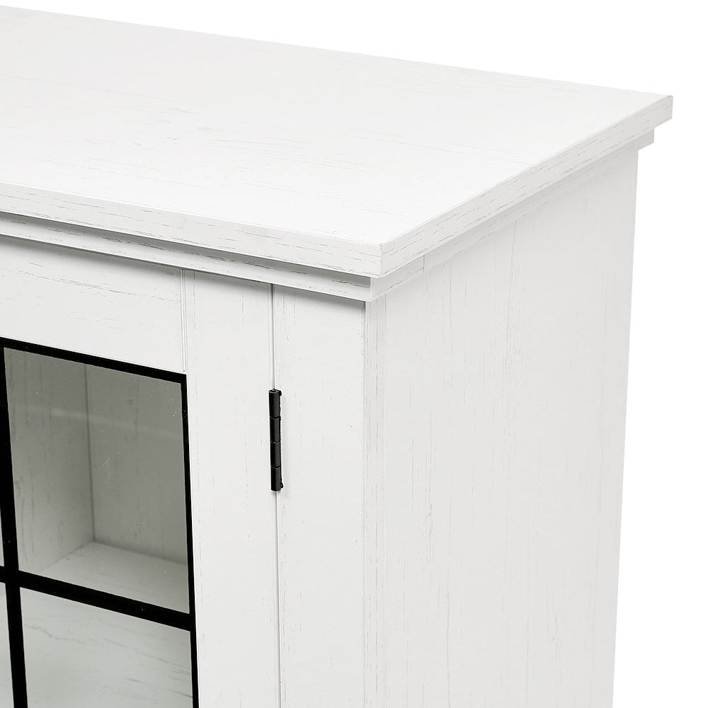 Electric Fireplace TV Stand with Glass Door Storage
