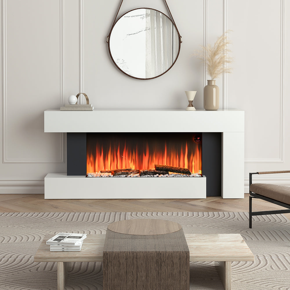 52 Inch C-Frame Freestanding Fireplace Suite
