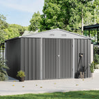 10 ft Wide Metal Garden Storage Shed with Apex Roof
