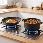 2-in-1 5L Cast Iron Dutch Oven with Reversible Lid