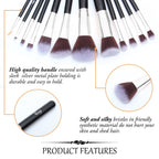 12 Pcs Travel Makeup Brush Set with Makeup Sponge and Brush Cleaner