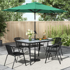 Garden Tempered Glass Wood Grain Coffee Table With Parasol Hole