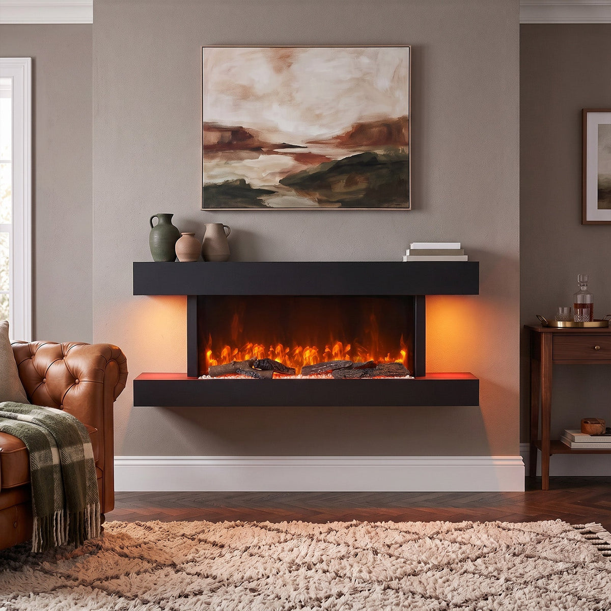52 Inch Iron Frame Electric Fireplace Suite with WiFi App and Remote Control