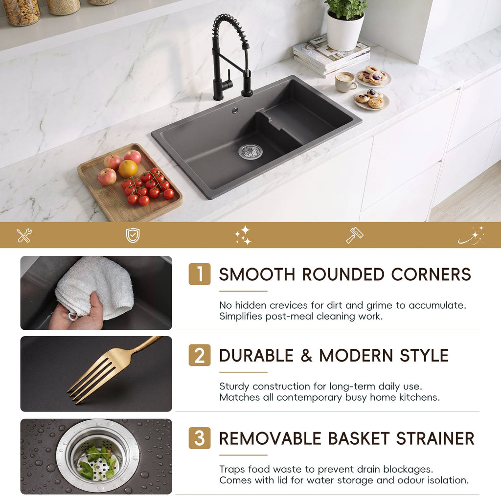 Modern Quartz Resin Composite Kitchen Sink with Waste Kit