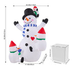 Garden Sanctuary 2.1m Christmas inflatable snowman family with LED lights, festive outdoor holiday decoration.