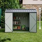 10 x 7 ft Metal Garden Storage Shed with Apex Roof & Double Doors