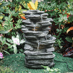 Garden Water Feature Outdoor LED Waterfall Electric Fountain Rockery Decor