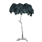 Luxury DEMOLIGHTS ostrich feather brass floor lamp with elegant feather shade and sleek brass base for stylish home lighting.
