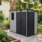 4 x 8 ft Plastic Garden Storage Shed with Pent Roof & Lockable Door