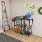Metal Garden Tool Storage Rack with Two Tier Shelves