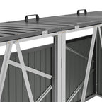 Black Metal Outdoor Garbage Bin Shed For 4 Trash Bin
