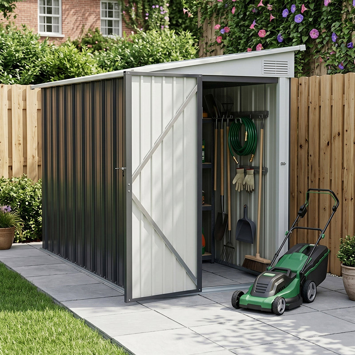 9 x 4 ft Metal Garden Storage Shed with Pent Roof
