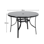 Black Metal Round Outdoor Dining Table with Parasol Hole