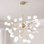 Modern Firefly LED chandelier by DEMOLIGHTS featuring Nordic leaf branch design with hanging pendant lights.