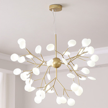 Modern Firefly LED chandelier by DEMOLIGHTS featuring Nordic leaf branch design with hanging pendant lights.