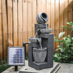 4-Tierd Garden Cascading Water Fountain Bowls Pots Decorated