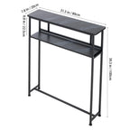2-Tier Narrow Marble-Effect Console Table