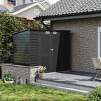8 x 4 ft Metal Garden Storage Shed with Pent Roof & Lockable Double Doors