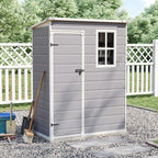 5 x 3 ft Plastic Garden Storage Shed with Pent Roof & Lockable Door