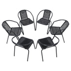6 Pcs Black Outdoor Dining Chairs