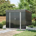 8 x 6 ft Metal Garden Storage Shed with Foundation Base