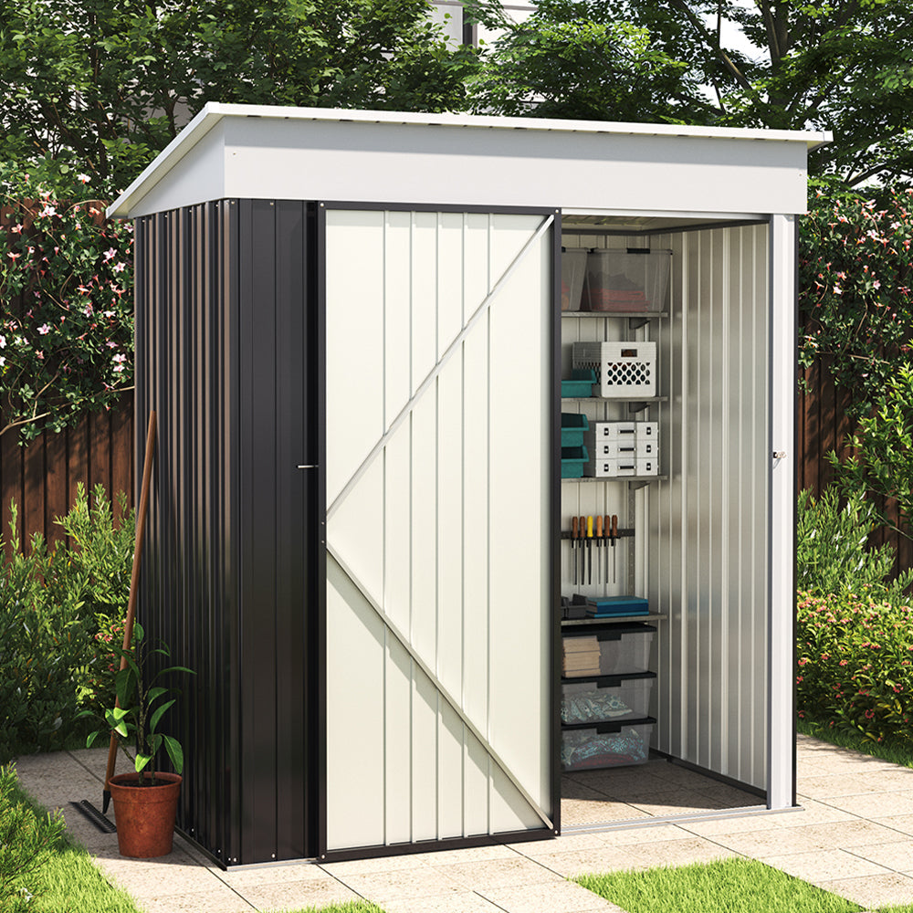 5 x 3 ft Metal Garden Storage Shed with Pent Roof & Shelves