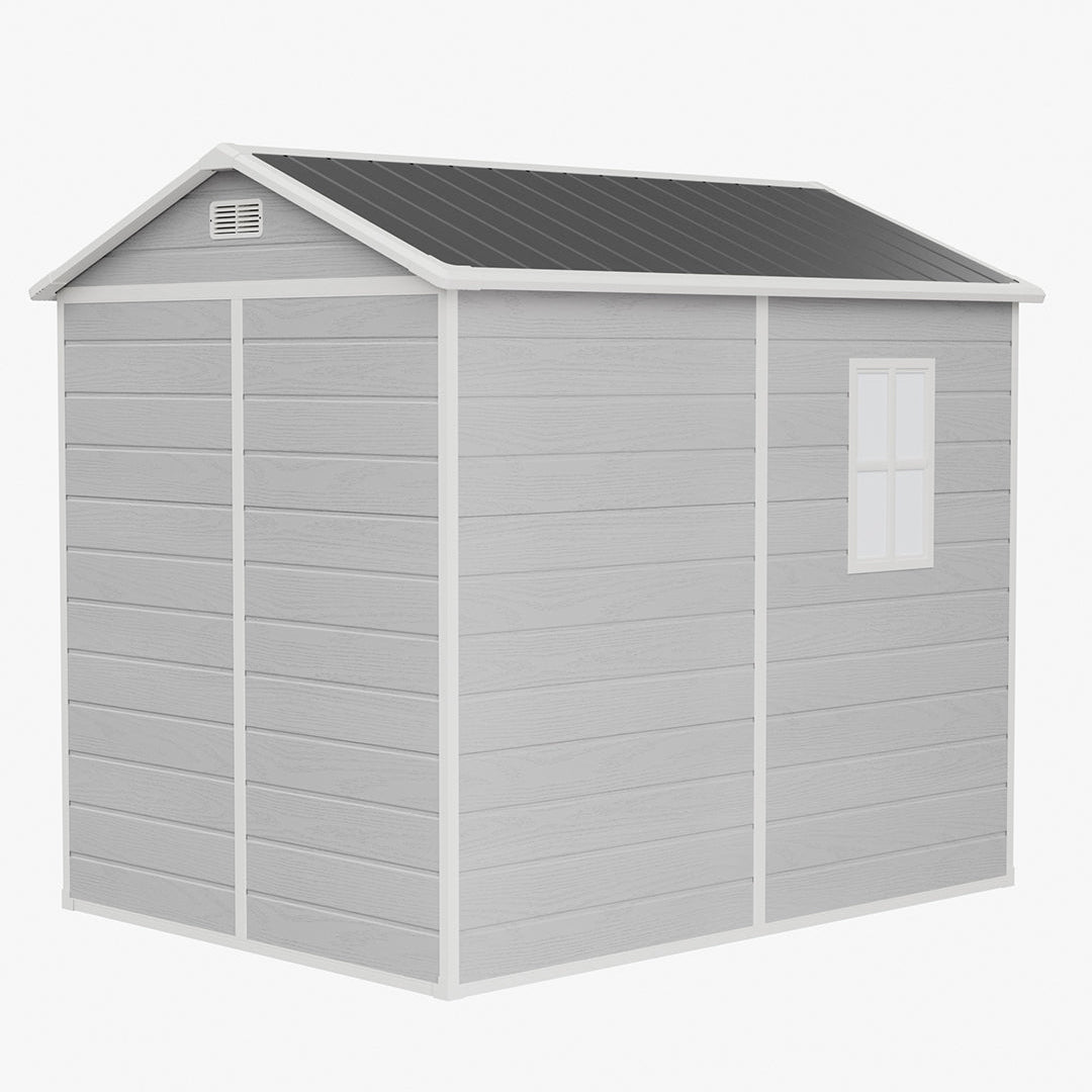 6 x 8 ft Plastic Garden Storage Shed with Apex Roof & Double Doors