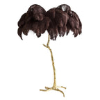 Demolights luxury brass floor lamp with an elegant ostrich feather shade, modern design for stylish living spaces
