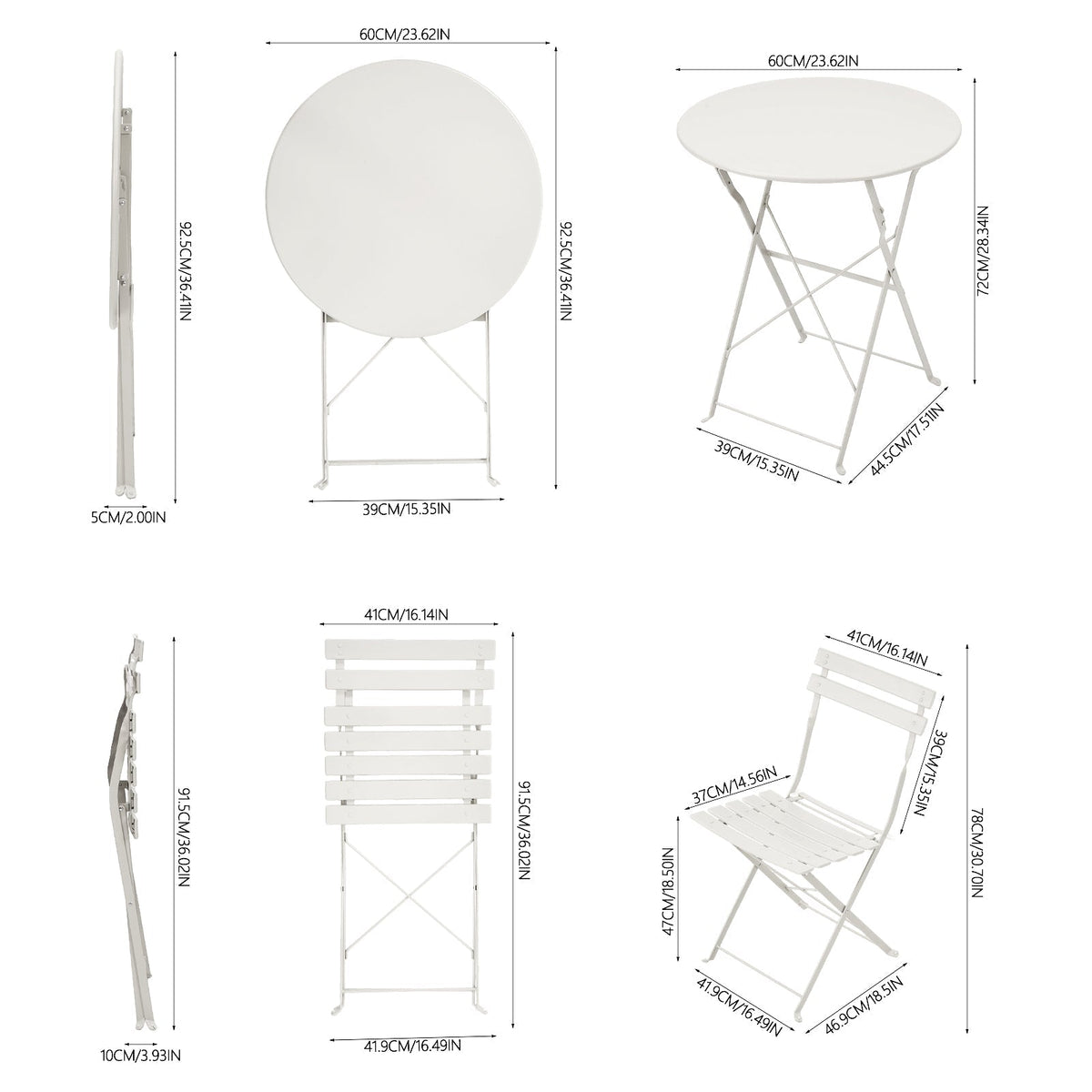 3-Piece Outdoor Folding Bistro Set