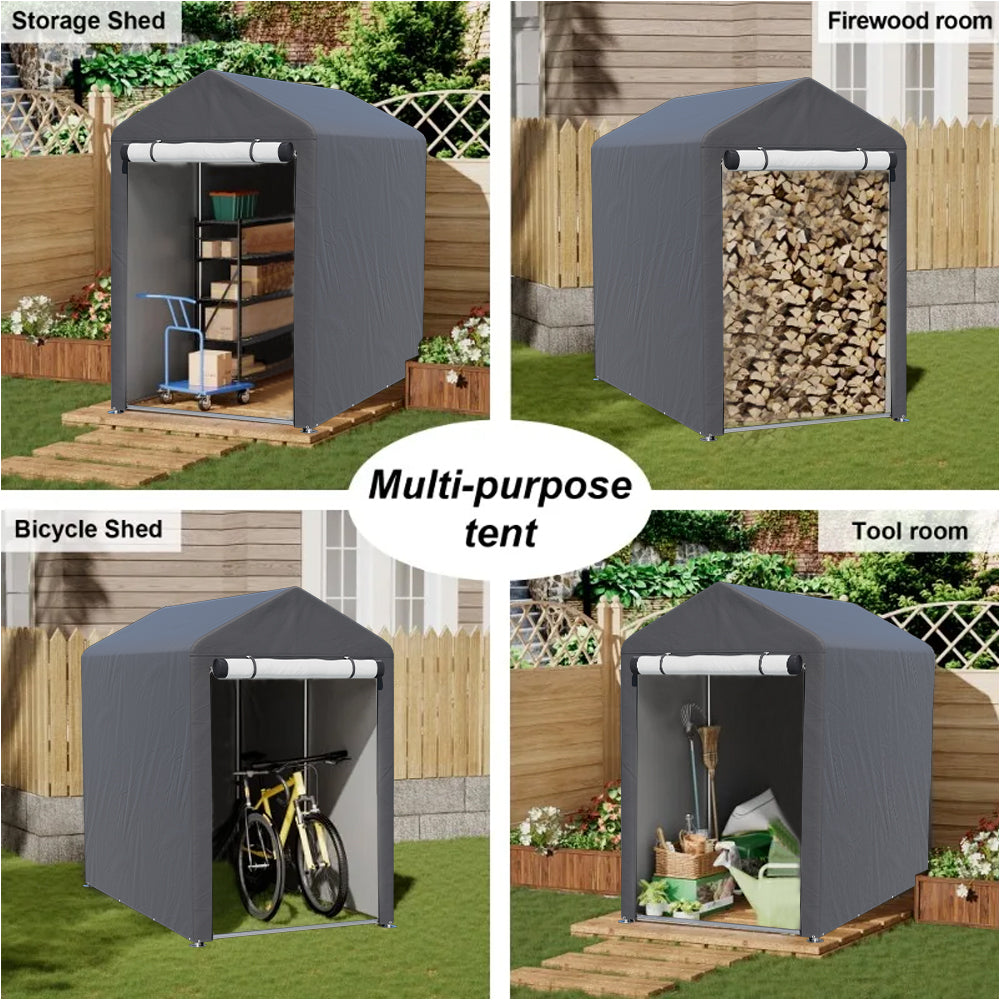 3 x 5 ft Portable Garden Storage Shelter with Roll-Up Door