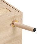 2 Pack Wood and Rattan Side Cabinet