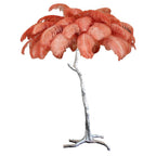 Luxury DEMOLIGHTS ostrich feather brass floor lamp with elegant feather details and modern design, standing tall with a sleek base.