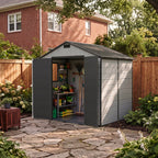 8 x 6 ft Plastic Garden Storage Shed with Apex Roof & Double Doors