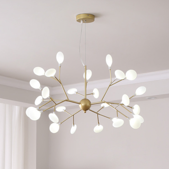 Modern Firefly LED chandelier by DEMOLIGHTS featuring Nordic leaf branch design with delicate LED lights for a contemporary look.