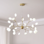 Modern Firefly LED chandelier by DEMOLIGHTS featuring Nordic leaf branch design with delicate LED lights for a contemporary look.