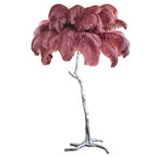 DEMOLIGHTS luxury ostrich feather brass floor lamp with elegant feather details and modern brass finish, standing tall in a stylish interior.