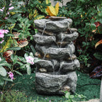 Multi-Tiered Garden Cascading Water Fountain with LED Lights