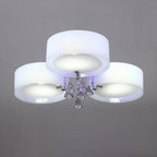 3/5 heads lights of Modern Round Acrylic LED Semi Flush Mount with Crystal Accent