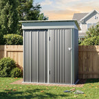 5 x 3 ft Metal Garden Storage Shed with Pent Roof & Lockable Door