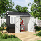 8 x 6 ft Metal Garden Storage Shed with Apex Roof & Double Doors