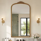 Gold Arched Decorative Vanity Mirror with Carved Frame