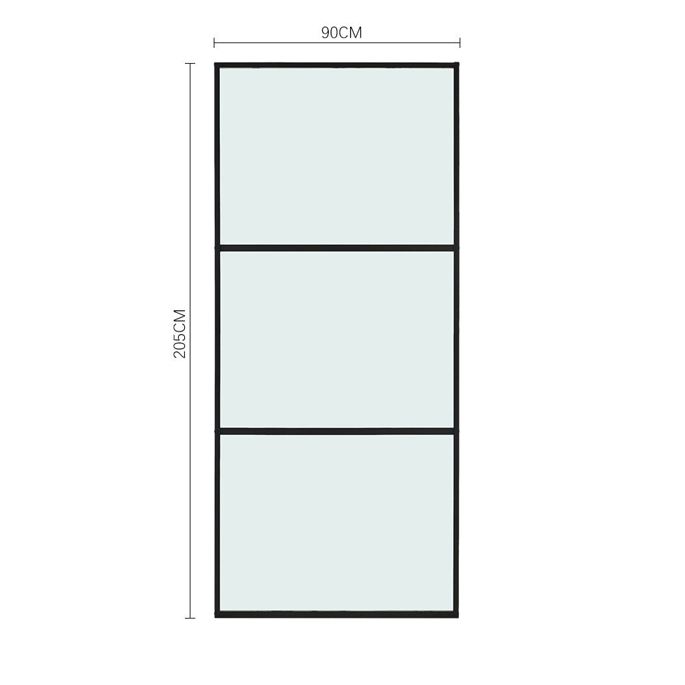 Frosted Glass Black Barn Door with Sliding Hardware Kit