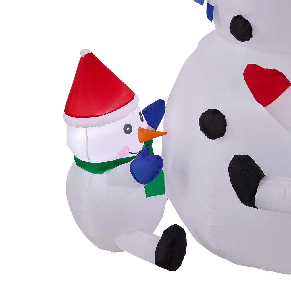 Garden Sanctuary 2.1m Christmas inflatable snowman family with LED lights, festive outdoor holiday decoration.