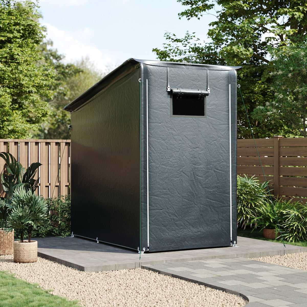 Garden Storage Shelter with Waterproof PE Cover & Roll-Up Zipped Door