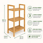 3-Tier Bamboo Bathroom Storage Shelf, Natural Brown, 40 x 28 x 72 cm