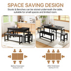 Extendable Wooden Dining Table and Chair Set